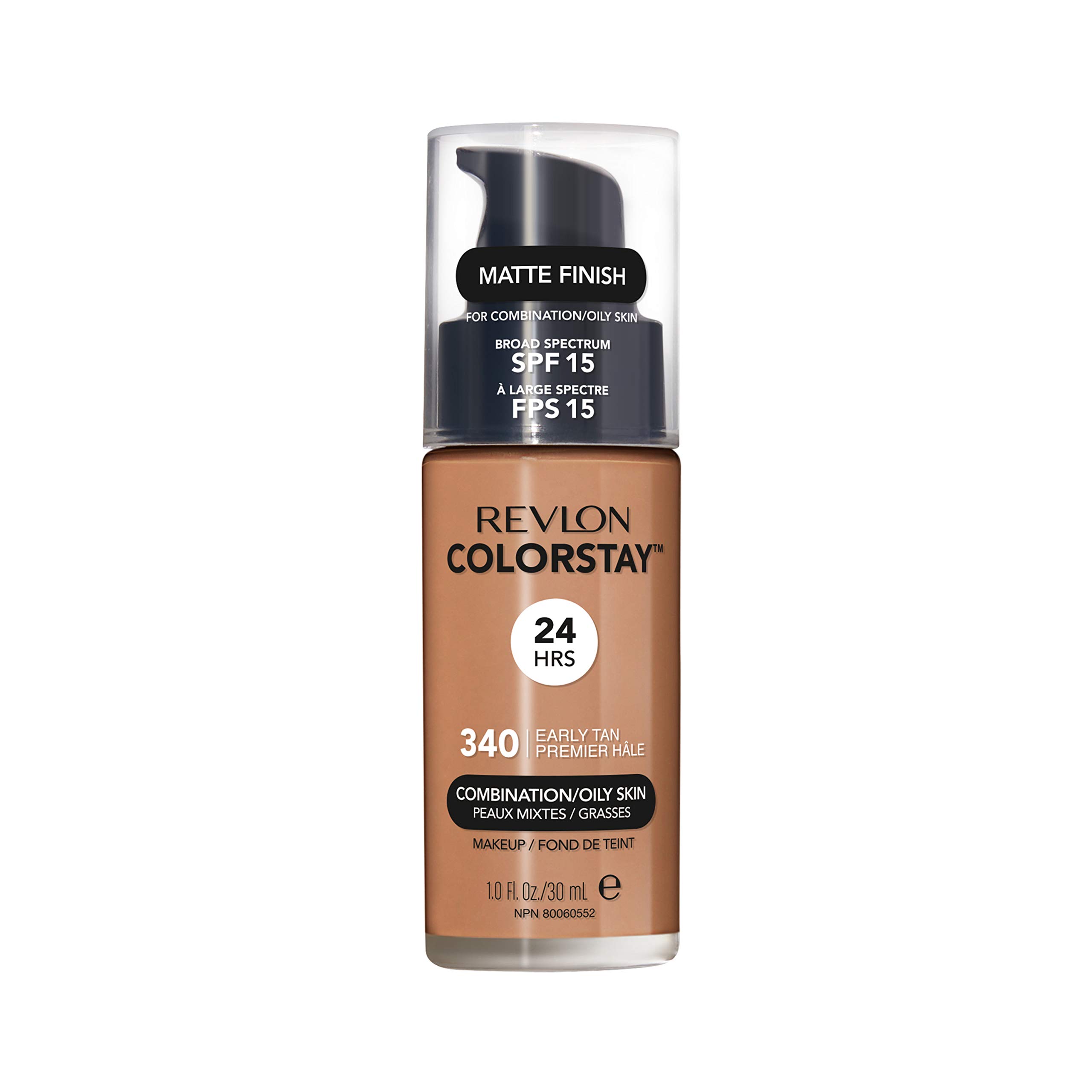 Revlon Colorstay Liquid Foundation Makeup for Combination/Oily Skin SPF 15, Longwear Medium-Full Coverage with Matte Finish, Early Tan (340), 30 ml
