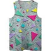 Colourful Dinosaur Mens Beach Tank Tops Novelty Graphic Quick Dry Sleeveless Shirt for Beach Workout S-4XL