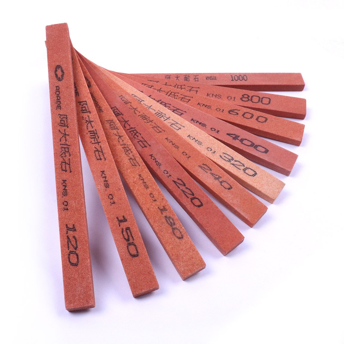 ATOPLEE Knife Sharpening Stone Set,10pcs Orange Polishing Oilstone for Ceramic Painted Metal Grinding Grit 120/150/180/220/240/320/400/600/800/1000#