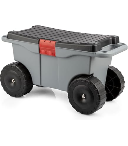 Amazon.com : Rolling Garden Cart with Seat - Plastic Storage with