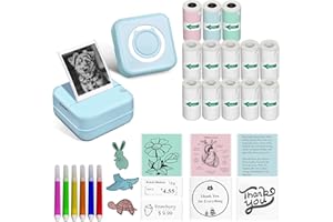 Label Maker - Mini Portable Sticker Printer with 14 Rolls Self-Adhesive Thermal Papers, Labeller Machine for Home Office Stud