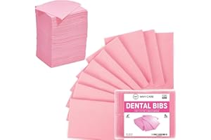 MHY CARE 125 Pcs Pink Dental Bibs Disposable 13" x 18", 3 Ply Soft & Waterproof Disposable Nail Mats, Dentists Bibs, DIY Beauty, Pink Tattoo Supplies