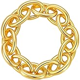 BARXION Chunky Chain Bracelets for Women - 18K Gold/Silver Plated Adjustable Statement Oval/Rectangular/Anchor Paperclip Link Bracelet, Fun Elastic Stretch Trendy Jewelry