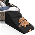 Topmart High Density Extended Foam Dog Ramp&Steps 3 Tiers,15.7" High,Non-Slip Dog Stairs with Waterproof Cover,Soft Foam Dog Ladder,Best for Dogs Injured,Older Cats,Pets with Joint Pain