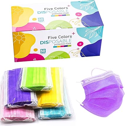 Amazon Com Colored Disposable Face Mask Funny Cute Face Mask With Nose Wire 3 Ply Breathable Comfortable Masks Designer Face Mask Pink Purple Yellow Green Blue Colorful Masks For Women Men Adult Youth