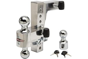 Uriah Products 8 Inch Drop Adjustable Aluminum Alloy Hitch Towing Mount for Tow Truck, Car, and Trailer with with Interchangeable Steel Hitch Balls