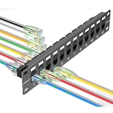 Sokqovt Mini Patch Panel 12 Port Cat6 with Coupler Keystone, Cat6 Network Panel 10G No Punch Down, Time-Saver Ethernet 1U Rj45 Panel, Rackmount 10 Inch Coupler Patch Panel