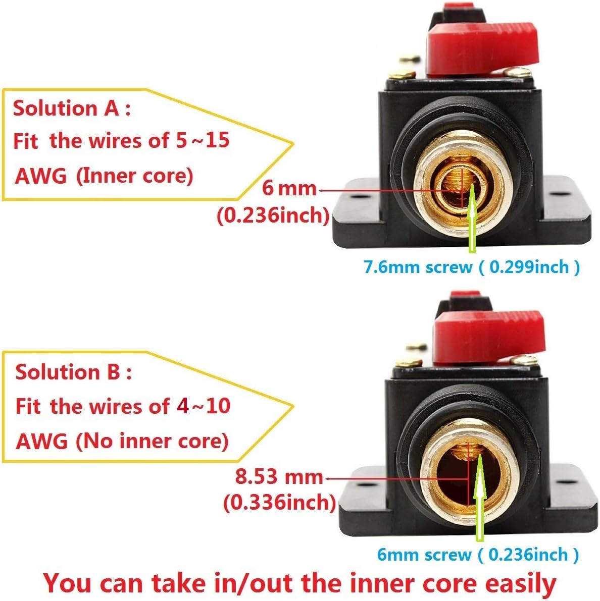 ANJOSHI 100A Auto Car Protection Stereo Switch Fuse Holders Inline Circuit Breaker Reset Fuse Inverter for Car Audio System Protection 12V-24V DC: Automotive