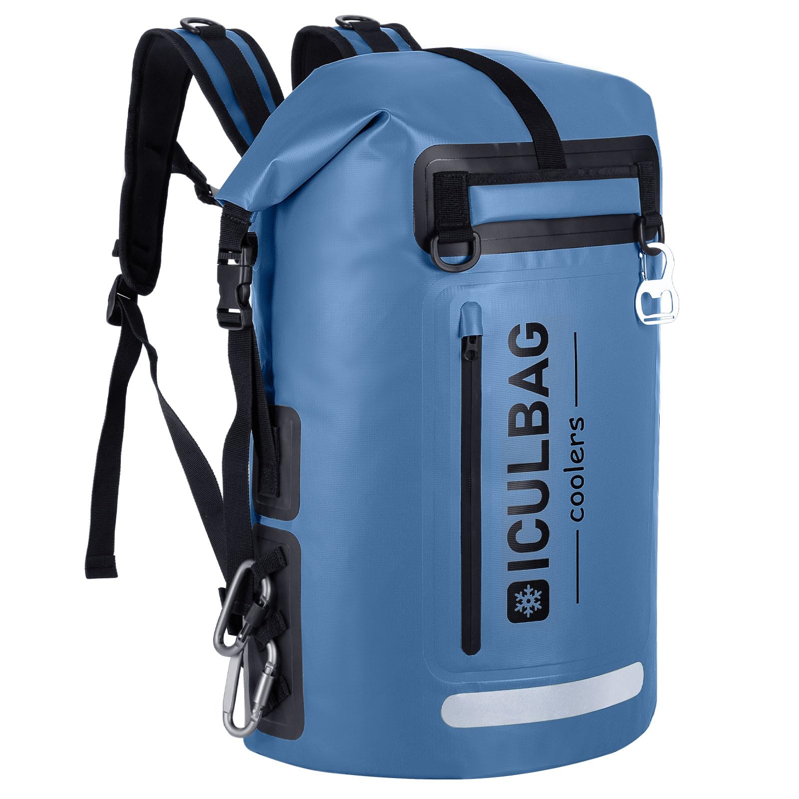Photo 1 of Iculbag Backpack Coolers Insulated Leak Proof Waterproof Soft Collapsible 35L Cooler Bag Insulated Waterproof for Men Women 48 Cans for Hiking Camping Travel Beah Kayak 24 Hour Cooling Blue