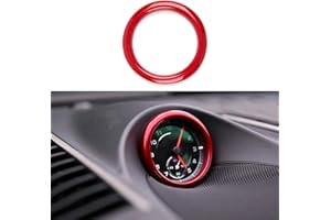 Ramecar Dashboard Center Clock Surrounding Compass Cover Aluminum Ring Emblem Sticker for Porsche 911 718 Cayenne Macan Panamera, etc.(Red)