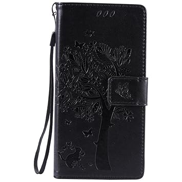 Hozor Sony Xperia Z5 Handyhülle, zarte Baumprägung, aus Weichem PU-Leder und TPU-weichem Silikon, starker Magnetschließe mit 