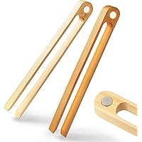 Magnetic Bamboo Toaster Tongs: 100% Natural 8.7” Wood Kitchen Toast Tongs| Eco-Friendly, Space Saving Modern Kitchen…