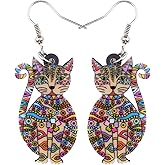 Acrylic Drop Dangle Cat Earrings Pets Novelty Funny Gift For Women By The Bonsny