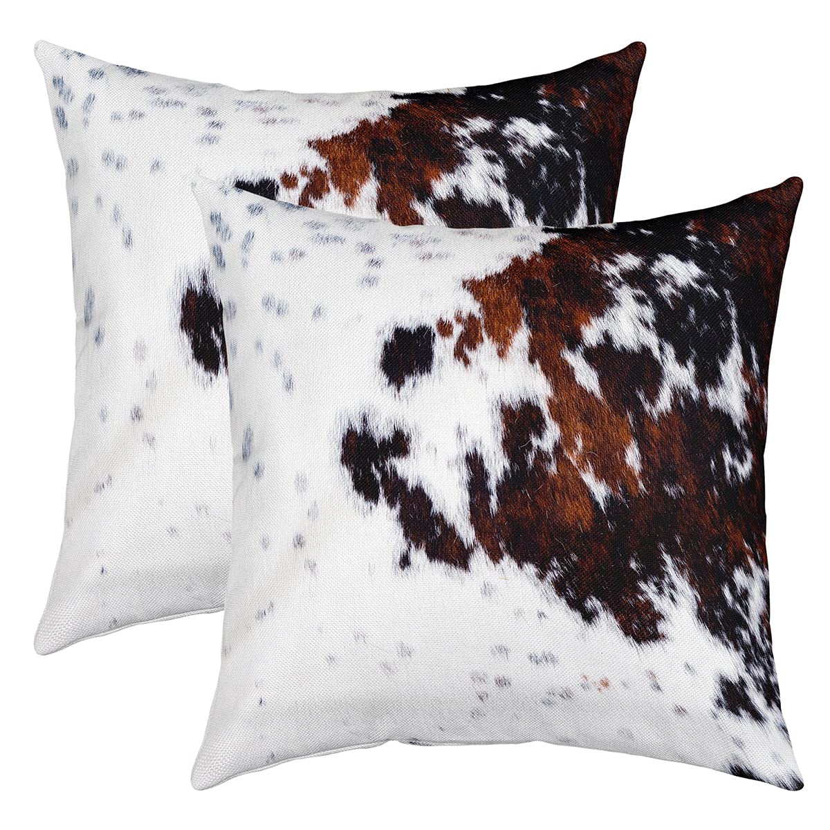 richhome Cowhide Reversible Print Pillow Cover for Sofa Couch Chair,Animal Skin Print Throw Pillow Case Cover,Western Rustic Farmhouse Style 2 Pack 20"x 20" Cushion Cover Room Decor