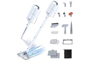 ScrubWiz 10-in-1 Steam Cleaner, Steam Mop & Handheld Steam Cleaner with 350ml Water Tank, 10s Fast Heating, 2 Steam Modes, Portable Steamer for Kitchen, Floor, Tile, Window, BBQ Grill, Car, Pure White