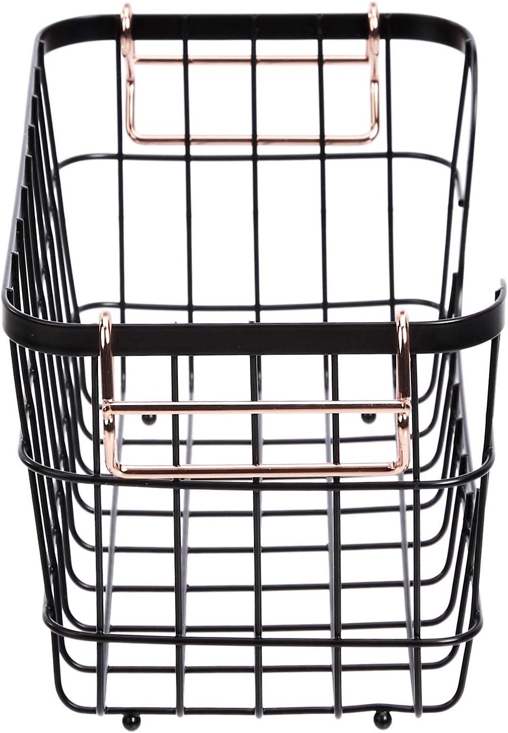 amazon storage baskets on Amazon Com Amazon Basics Stackable Metal Wire Storage Basket Set For Kitchen Or Bathroom Black Rose Gold