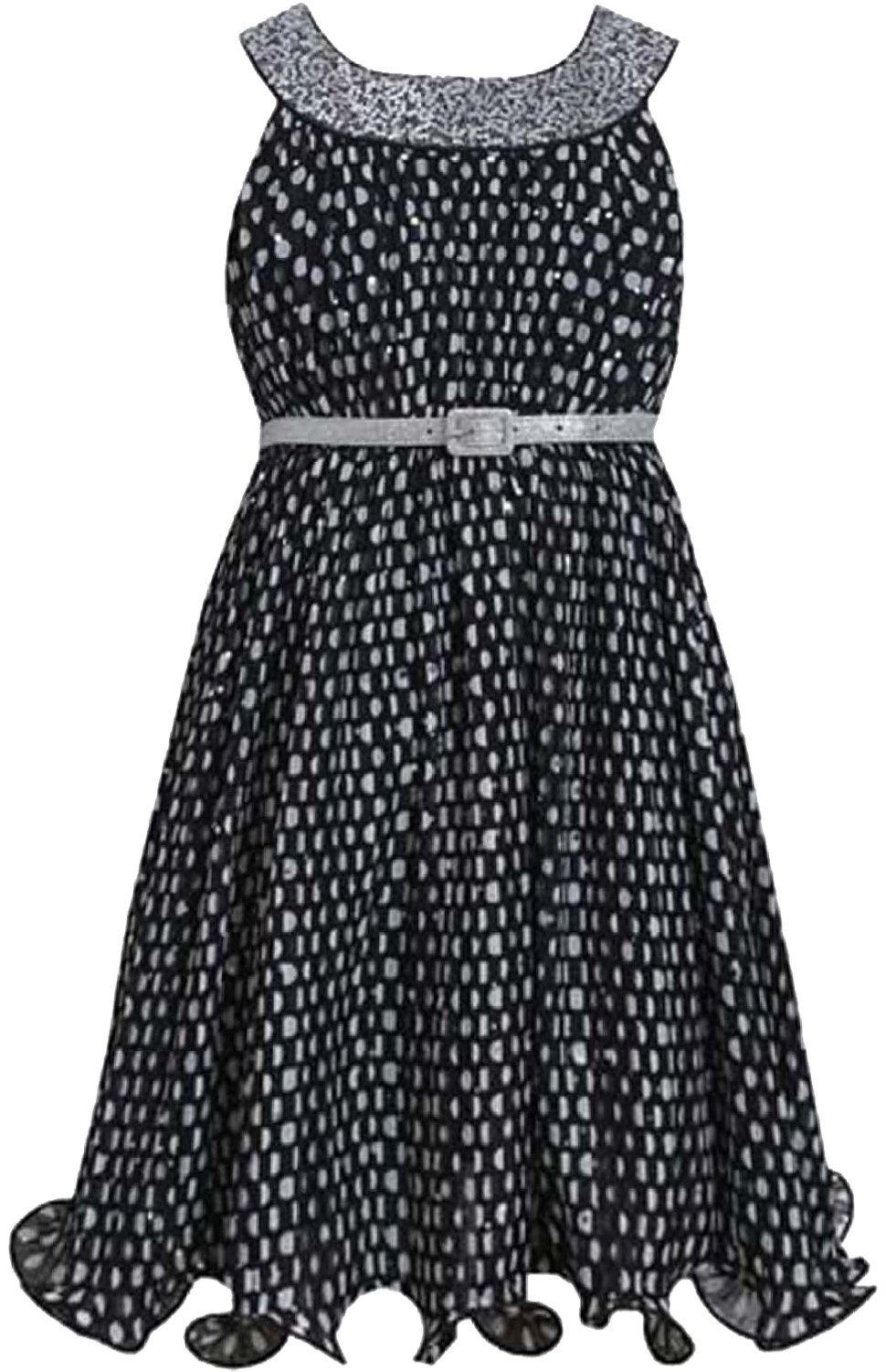 black polka dot chiffon dress