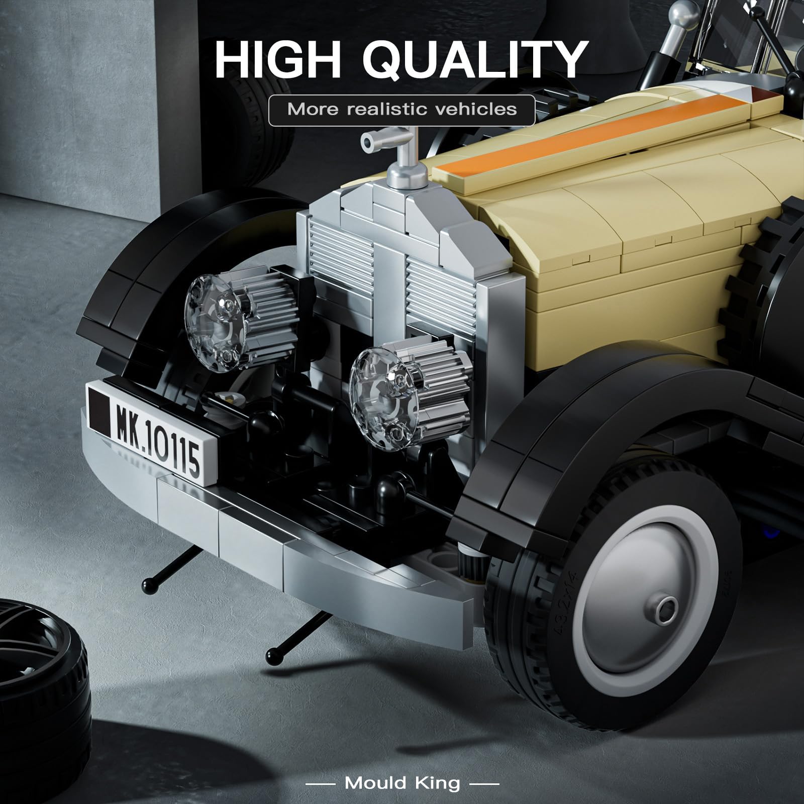 Mould King 10115 Technik Oldtimer Klemmbausteine Klassische Retro Vintage Oldtimer Sportwagen Bausteine Modellauto Sammlerauto Bausätze für Fans Erwachsene(897 Teile) 5