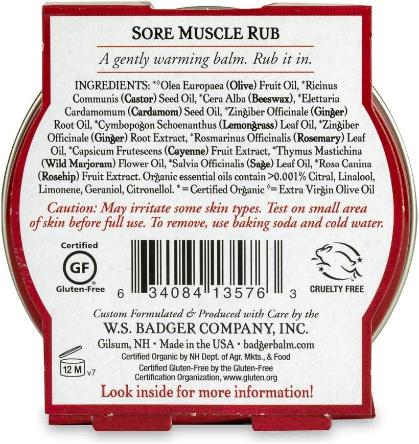 Badger Balm Organic Sore Muscle Rub Original Balm 56g, 56 g (Pack of 1) - Image 4