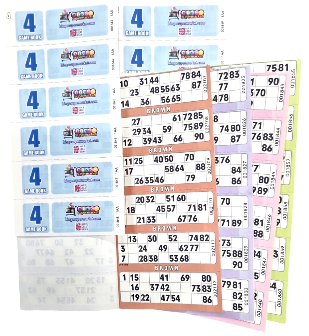 Bingosupermarket 600 Books 4 Page Game, Strips Of 6 To View Tickets Bold Numbers 1-90 Bingo