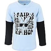 Unique Baby Boys Layered Long Sleeve Kids Toddler Graphic T Shirt
