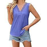 Quatrefox Womens Lace V Neck Tank Tops Summer Casual Sleeveless Loose Fit Basic Vest 2025 Fashion Beach Vacation Clothes