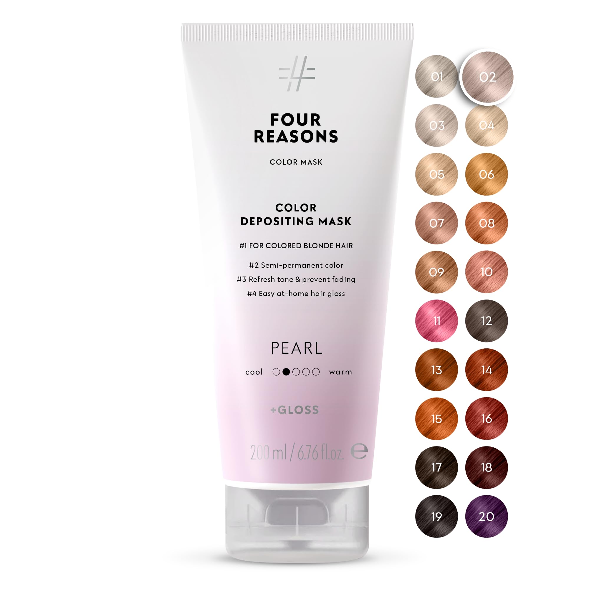 FOUR REASONS Color Mask, Pearl Blonde (27 Colours) – Hair Gloss & Colour Depositing Conditioner – Semi Permanent Hair Toner for Colour-Treated Hair Colour For Women – Vegan & Cruelty-Free –200 ml