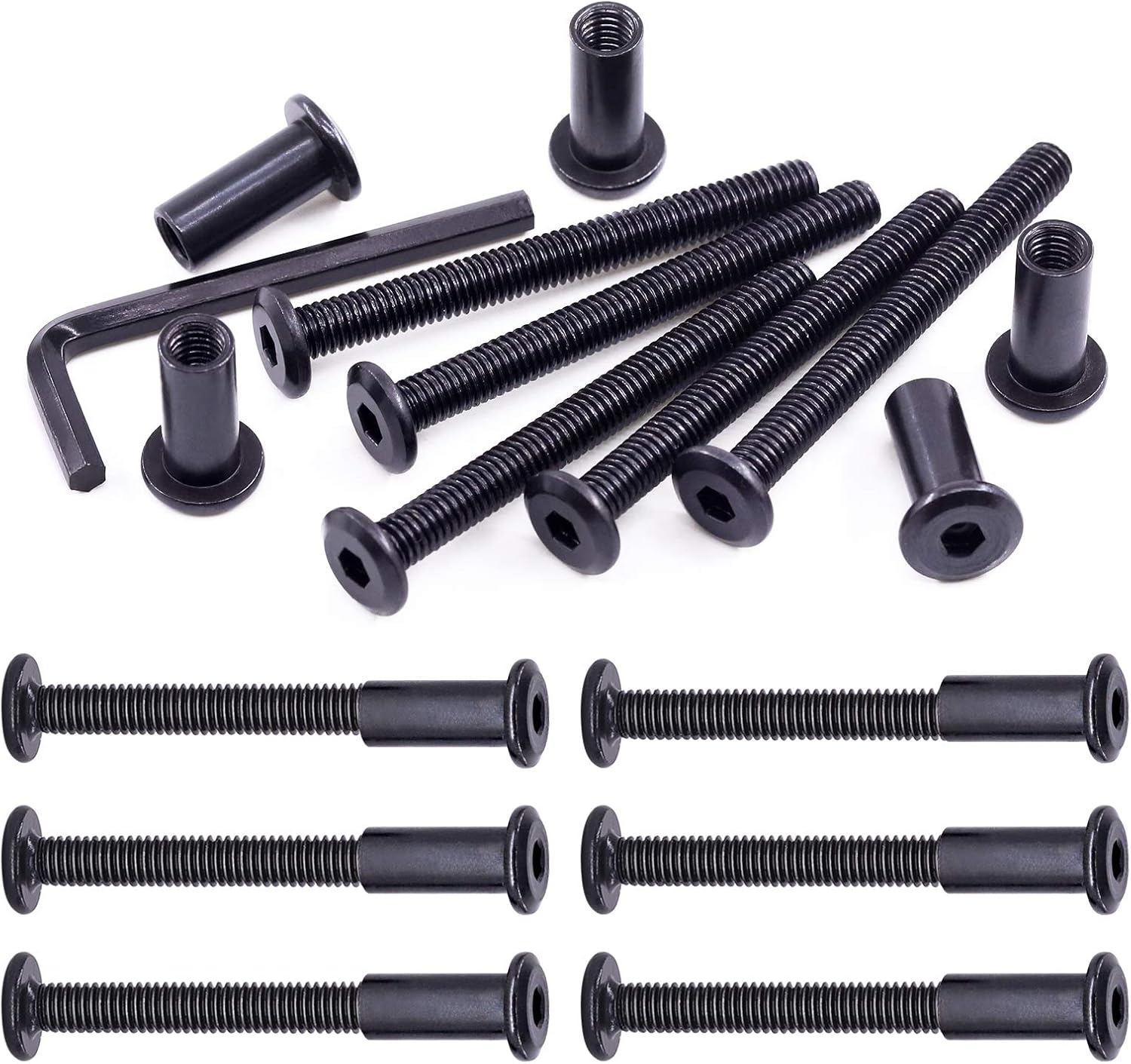 Swpeet 25Pcs M6x60mm Carbon Steel Black Hex Drive Socket