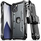 Vena vArmor Rugged Case Compatible with Apple iPhone 12 / iPhone 12 Pro (6.1"-inch), (Military Grade Drop Protection) Heavy Duty Holster Belt Clip Cover with Kickstand - Space Gray