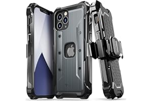 Vena vArmor Rugged Case Compatible with Apple iPhone 12 / iPhone 12 Pro (6.1"-inch), (Military Grade Drop Protection) Heavy Duty Holster Belt Clip Cover with Kickstand - Space Gray