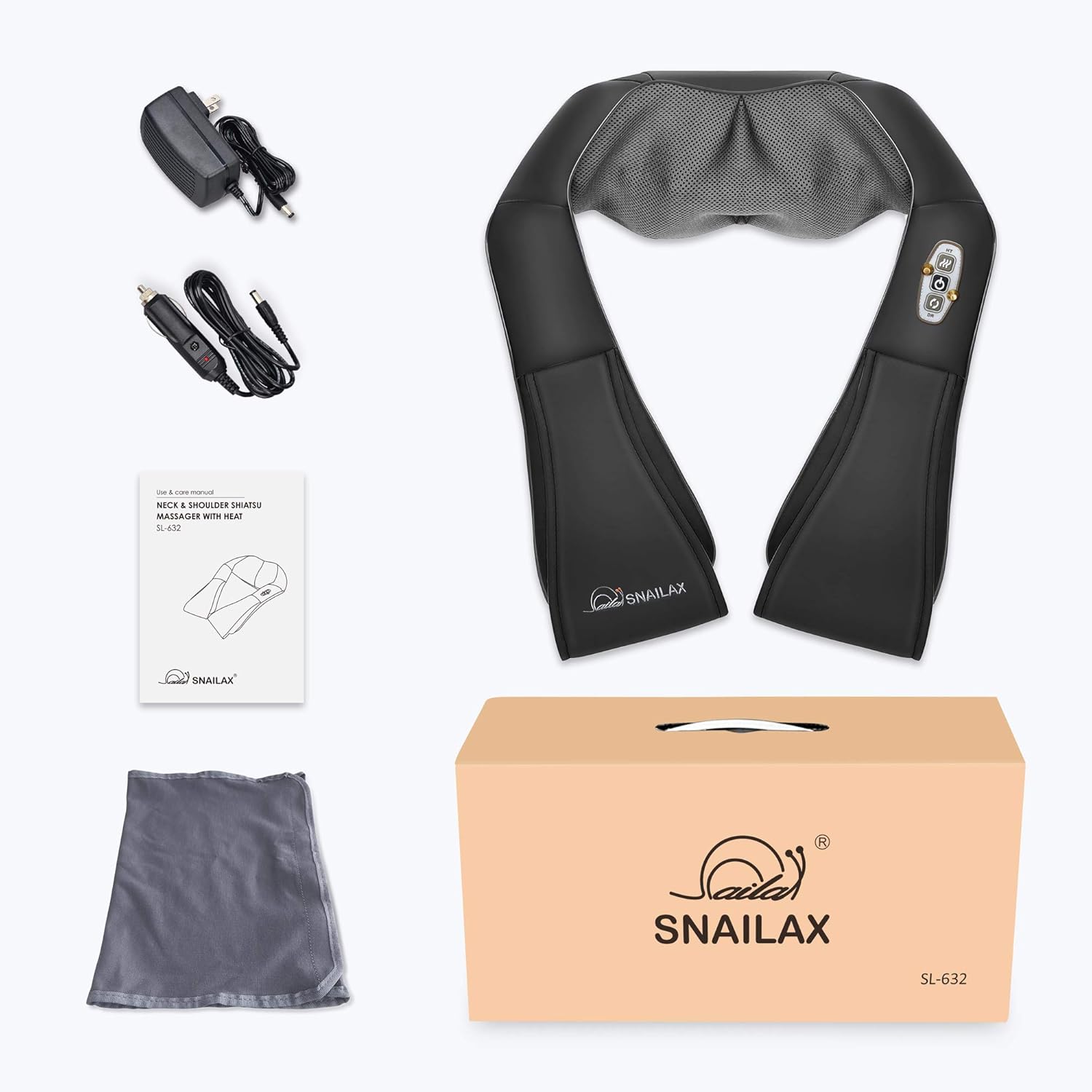 Snailax Shiatsu Neck and Shoulder Massager - Back Massager with Heat, Deep Kneading Electric Massage Pillow for Neck, Back, Shoulder,Foot Body: Health & Personal Care