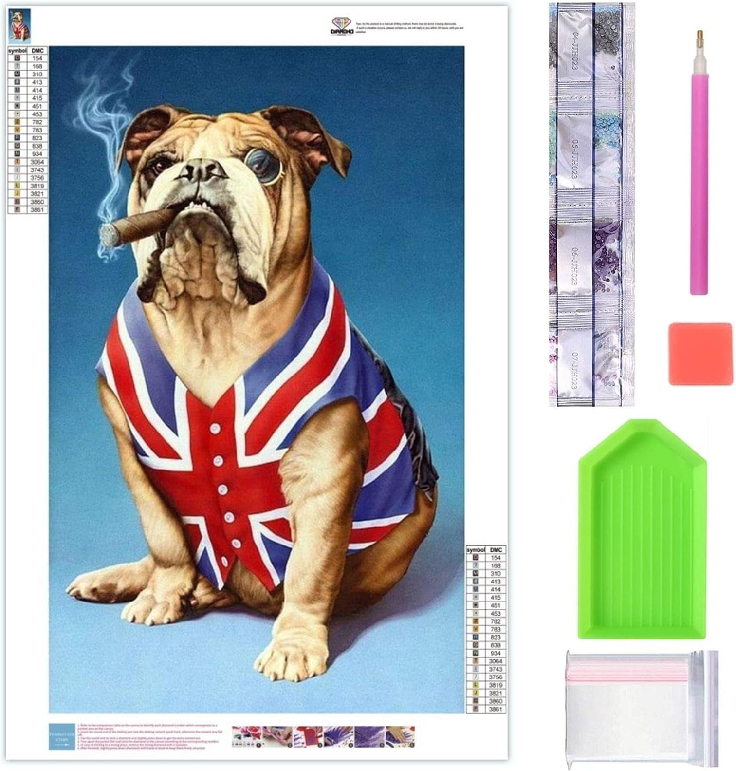 Greatmin DIY 5D Diamond Painting, Crystal Rhinestone Embroidery Pictures Arts Craft for Home Wall Decor Smoking Dog 30×40CM