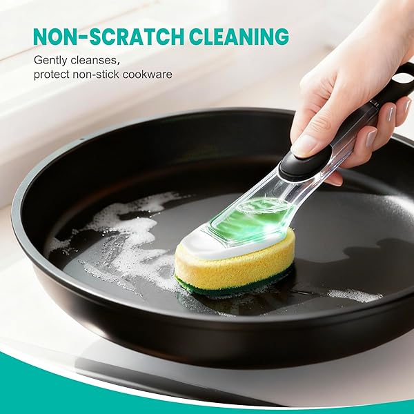 DISHWAND REFILLS SPONGES HEADS – NON SCRATCH DISH WAND REFILL REPLACEMENT, HEAVY DUTY SCRUB DOTS BRUSHES DISPENSER, SOAP DISPENSING SCRUBBERS, DISHWASHING CLEANER SUPPLIES KITCHEN SINK DISHWASHER TOOL
