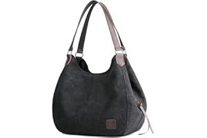 DOURR Women's Multi-pocket Shoulder Bag Fashion Cotton Canvas Handbag Tote Purse
