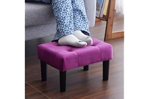 viewcare Ottoman Foot Stool, Purple Small Ottoman footrest, Velvet Soft Footrest Ottoman with Wood Legs, Sofa Footrest Extra Seating for Living Room Entryway Office