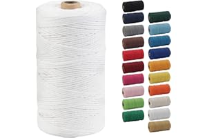 2mm Macrame Cord, POZEAN Colored Macrame Rope 220 Yards (About 200m), 100% Natural Cotton Rope for Wall Hanging,Plant Hangers,DIY Crafts Knitting,Christmas Wedding Decorative Projects(White)