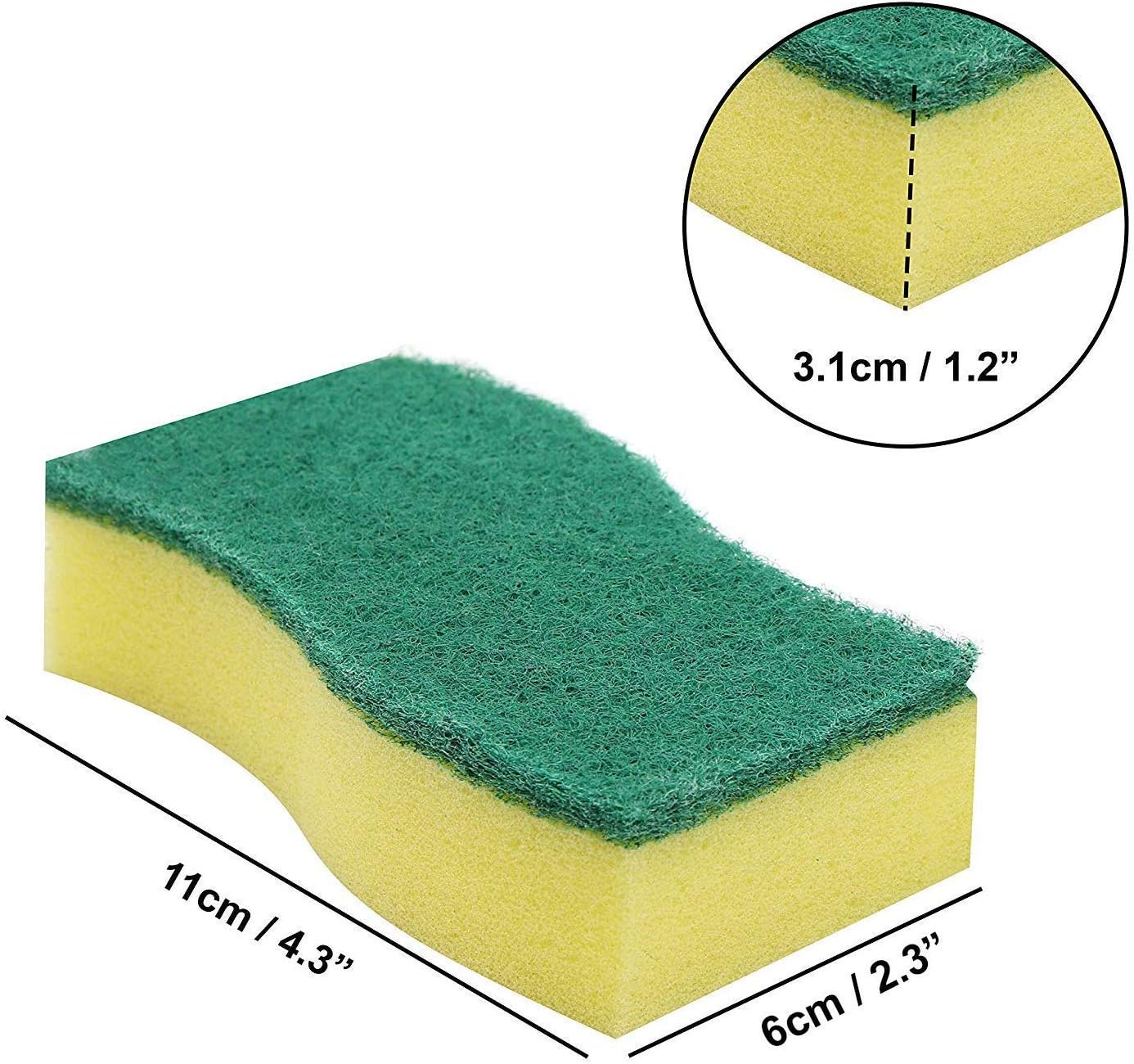 Klickpick Home Pack of 24 - Scrubbing Sponge Dish Sponge - Non Scratch Cleaning Scrub Sponges – Heavy Duty Sponge - Double-Sided Sponge for Cleaning Plates, Dishes & Removing Stains in Kitchen: Health & Personal Care