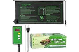 AUPETEK 10"x20.75" Seedling Heat Mat and Thermostat Controller Combo Set Temperature Control for Seed Germination Plant Propagation MET Standard