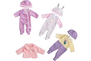 BABESIDE 3 Set Alive Baby Doll Clothes for 10-12 Inch Dolls, Doll Clothes Outfits, Baby Doll Accessories Romper Suit, Coat and Hat for Newborn Baby Dolls Boy&Girl