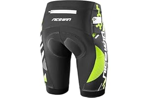NICEWIN Men's Cycling Shorts Anti-Slip Leg 4D Padded Bike Shorts with 3-Pockets Breathable Biking Bicycle Motorcycle Half-Pants