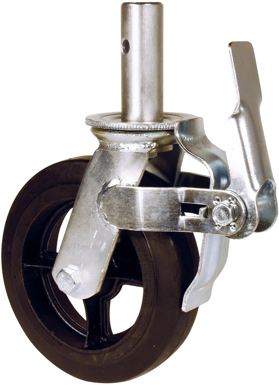 RWM Casters Locking Stem Scaffold Caster, Swivel with Lock, Rubber on