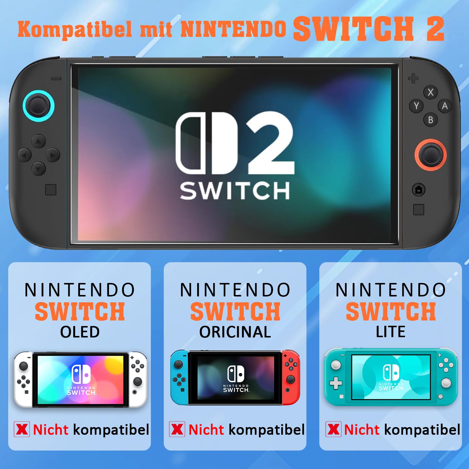 Tasche für Nintendo Switch 2 (2025) - Harte Tragetasche mit 24 Spielkarten-Fächern & Bracket, Zubehör Beinhaltet Reisetasche für Nintendo Switch 2,Displayschutz,Transparente Schutzhülle,Daumengriff 2
