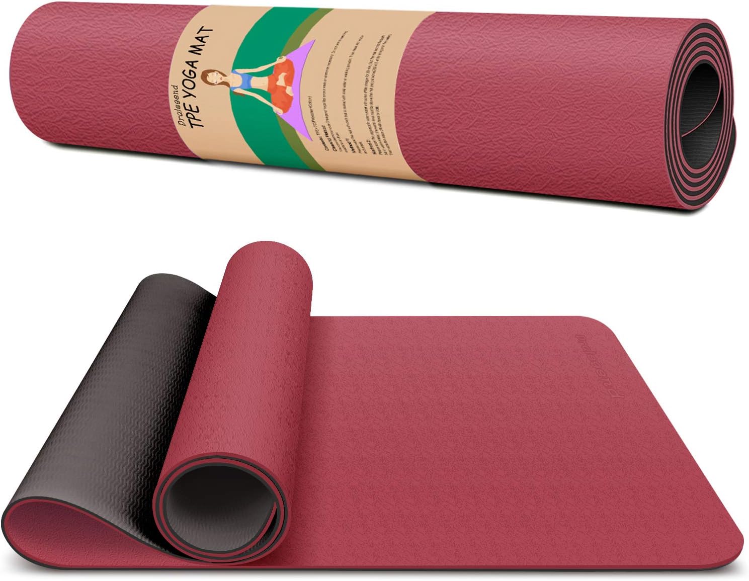 Dralegend Yoga Mat Exercise Fitness Mat - High Density Non-Slip Workout Mat for Yoga, Pilates & Exercises, Anti - Tear, Sweat - Proof, Classic 1/4 Inch