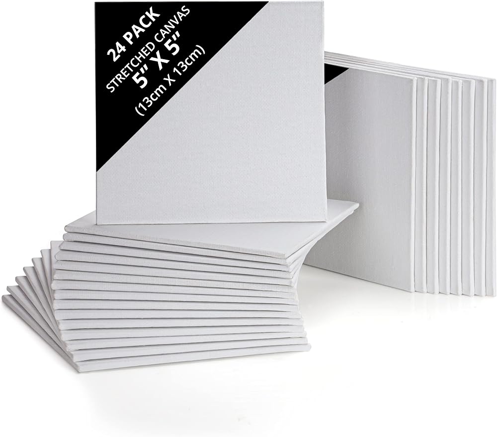 Belle Vous 24 Pack Blank Canvas 13x13cm 5x5in Pre Stretched Panels