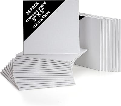Belle Vous 24 Pack Blank Canvas 13x13cm 5x5in Pre Stretched Panels