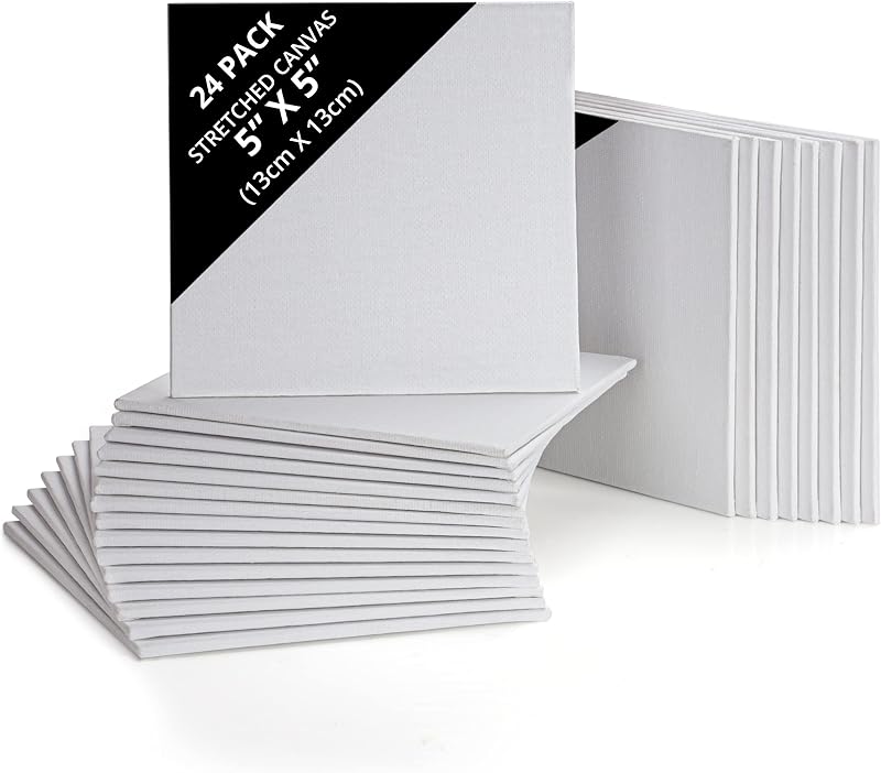Belle Vous 24 Pack Blank Canvas 13x13cm 5x5in Pre Stretched Panels