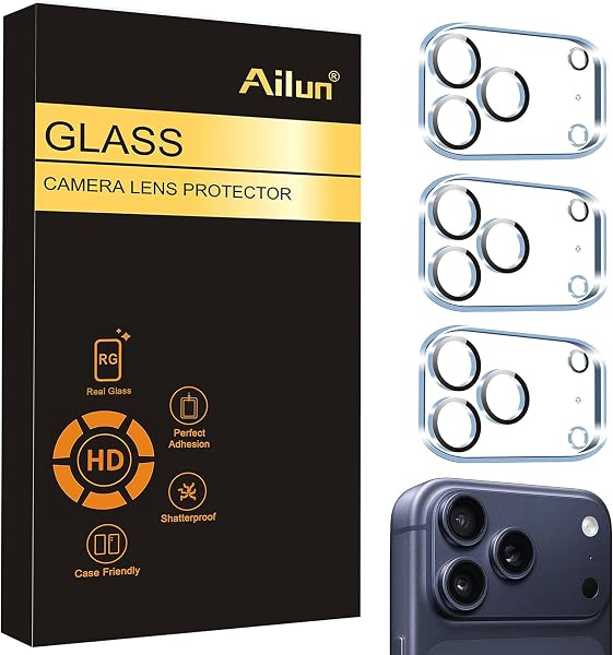 Ailun 3 Pack Camera Lens Protector for iPhone 17 Pro Max, Tempered Glass | Tempered Glass, Ultra HD, Anti-Scratch, Case Frien