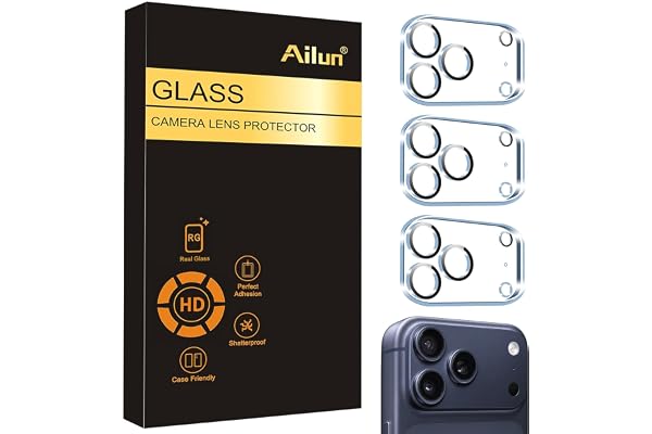 Ailun 3 Pack Camera Lens Protector for iPhone 17 Pro Max, Tempered Glass | Tempered Glass, Ultra HD, Anti-Scratch, Case Friendly