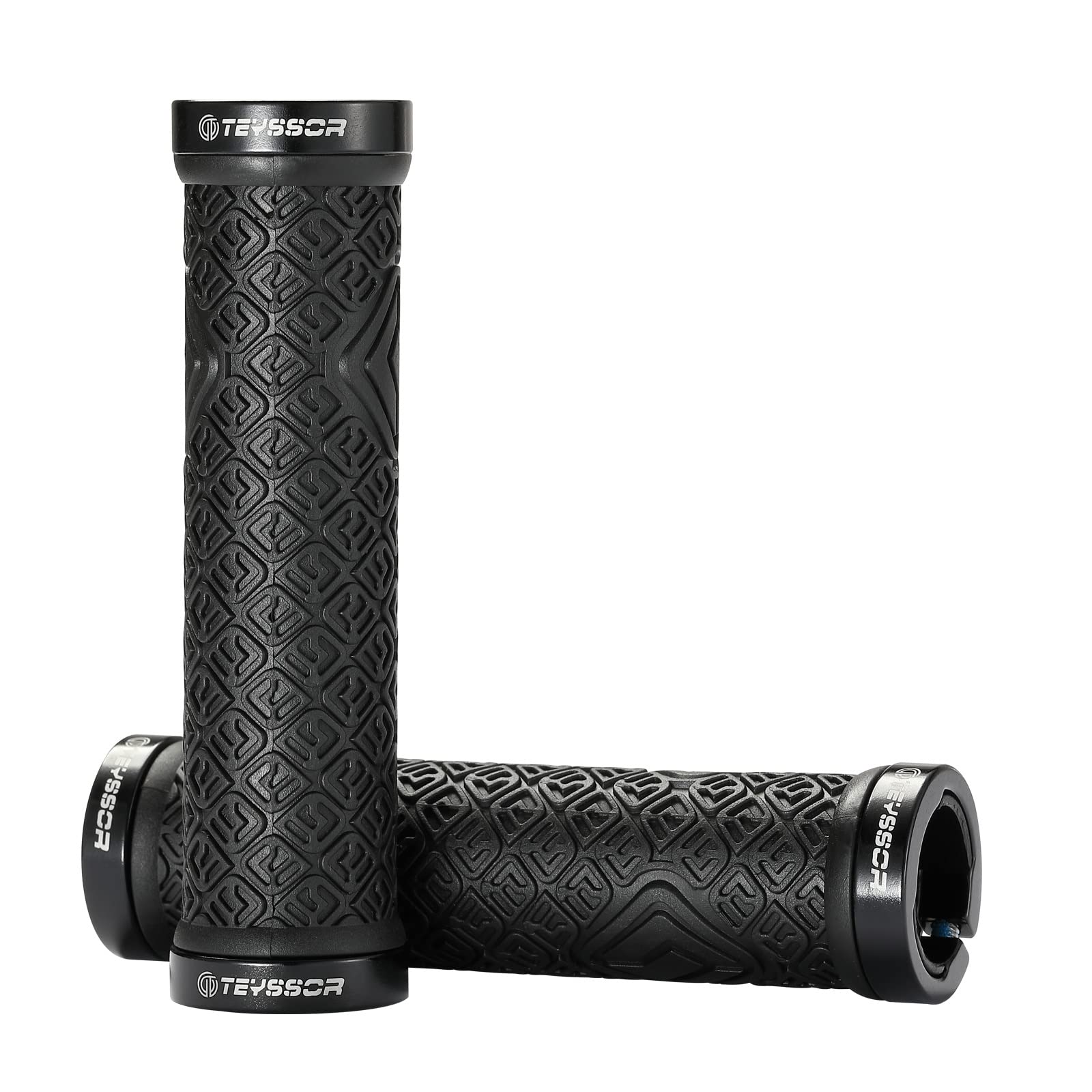Teyssor Bike Grips, Mountain Bike Handlebar Grips with Aluminum Double Lock for MTB BMX Bicycle