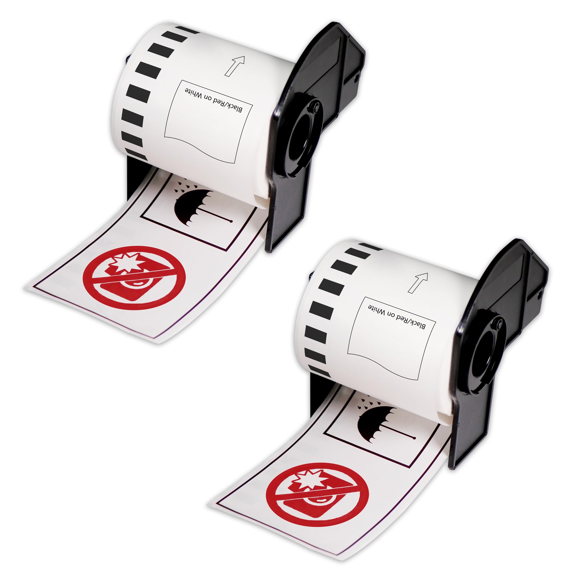 BETCKEY - 2 Rolls DK-22251 Labels, 62mm x 15.24m, 2 Black/Red on White Continuous Roll Compatible with Brother QL Label Printers